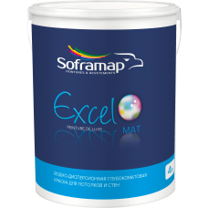 Soframap Водно-дисперсионная глубокоматовая краска для потолков и стен Excel Mat Tr 0,9 l / Эксель Мат Tr 0,9 л